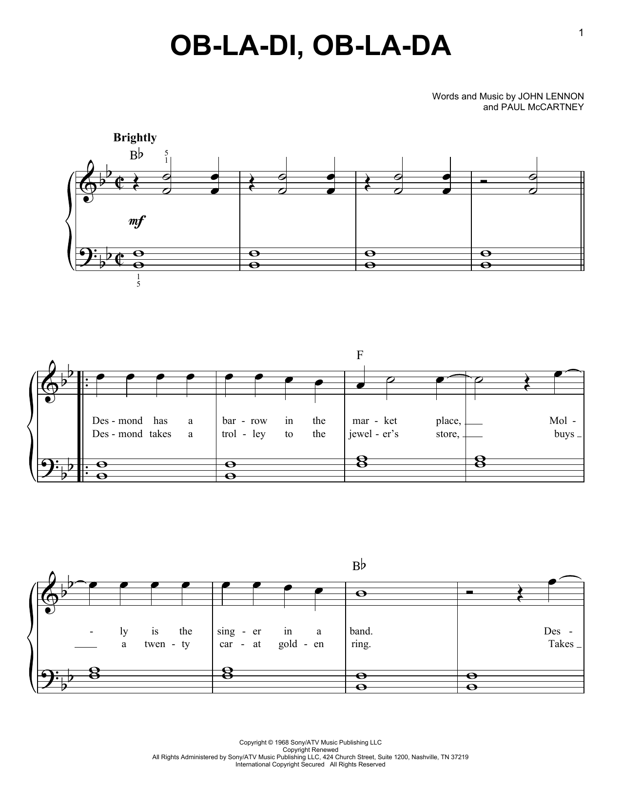 Produktgalerie: Seite 1 von 1 Ob-La-Di, Ob-La-Da, The Beatles, Klavier