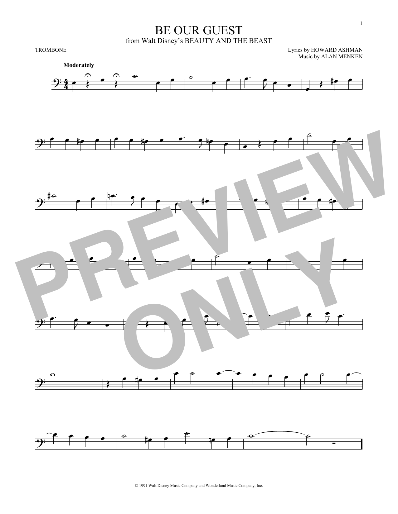 Product gallery: Page 1 of 1 Be Our Guest (from Beauty And The Beast), Alan Menken & Howard Ashman
