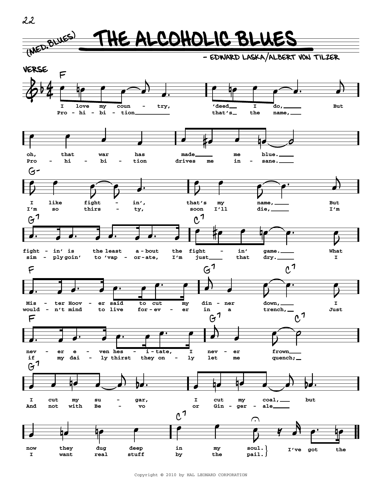 Produktbild zu: The Alcoholic Blues (arr. Robert Rawlins)