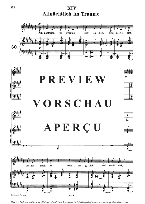 Product gallery: Page 2 of 3 Allnächtlich im Traume, Op 48 No.14, , Medium Voice and Piano
