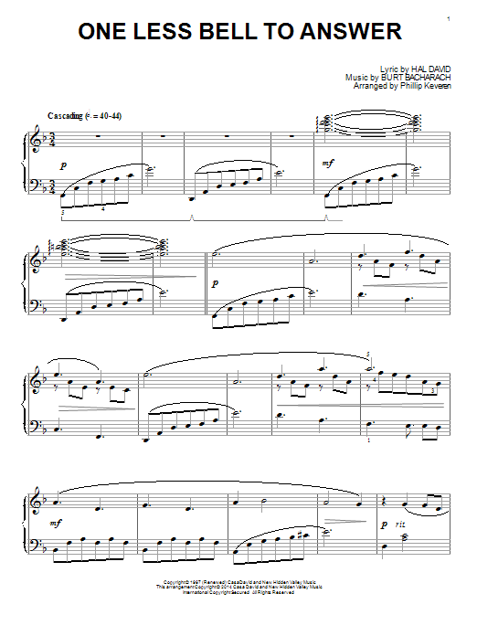 Product picture to: One Less Bell To Answer (arr. Phillip Keveren)
