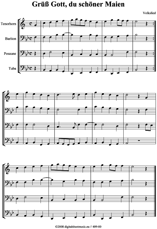 Product picture to: Grüß Gott, du schöner Maien - 4 BlechVolkslied