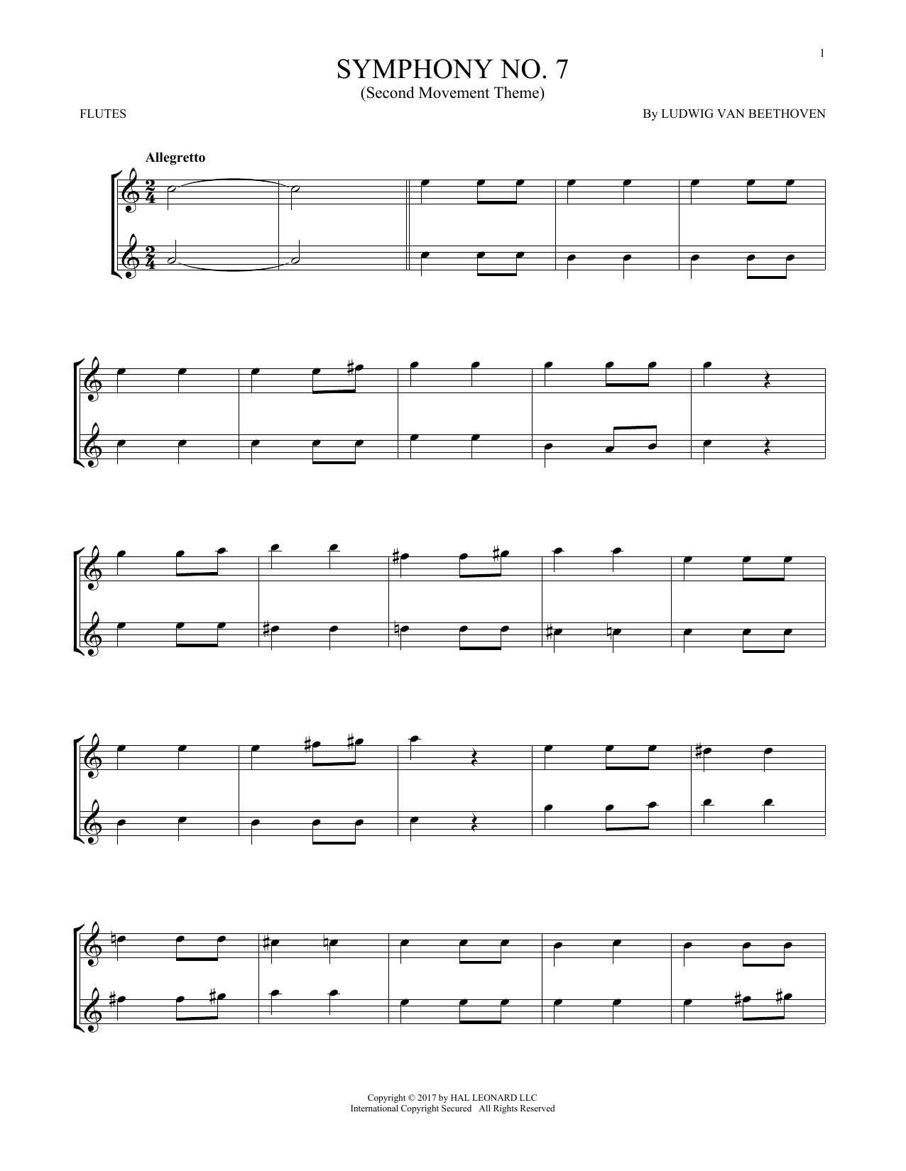 Product gallery: Page 1 of 1 Symphony No. 7 In A Major, Second Movement (Allegretto), Ludwig van Beethoven
