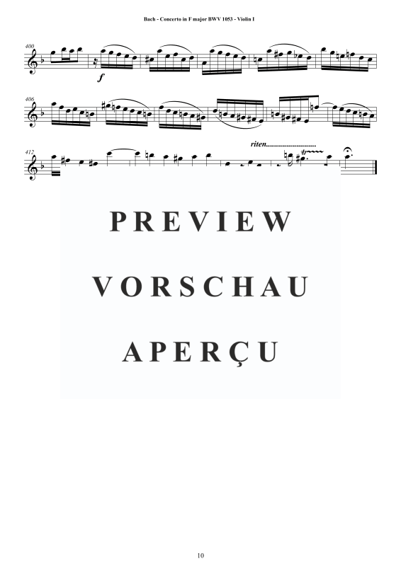Product gallery: Page 11 of 11 Concerto in F-Dur BWV 1053, , String Quartet - Individual Parts
