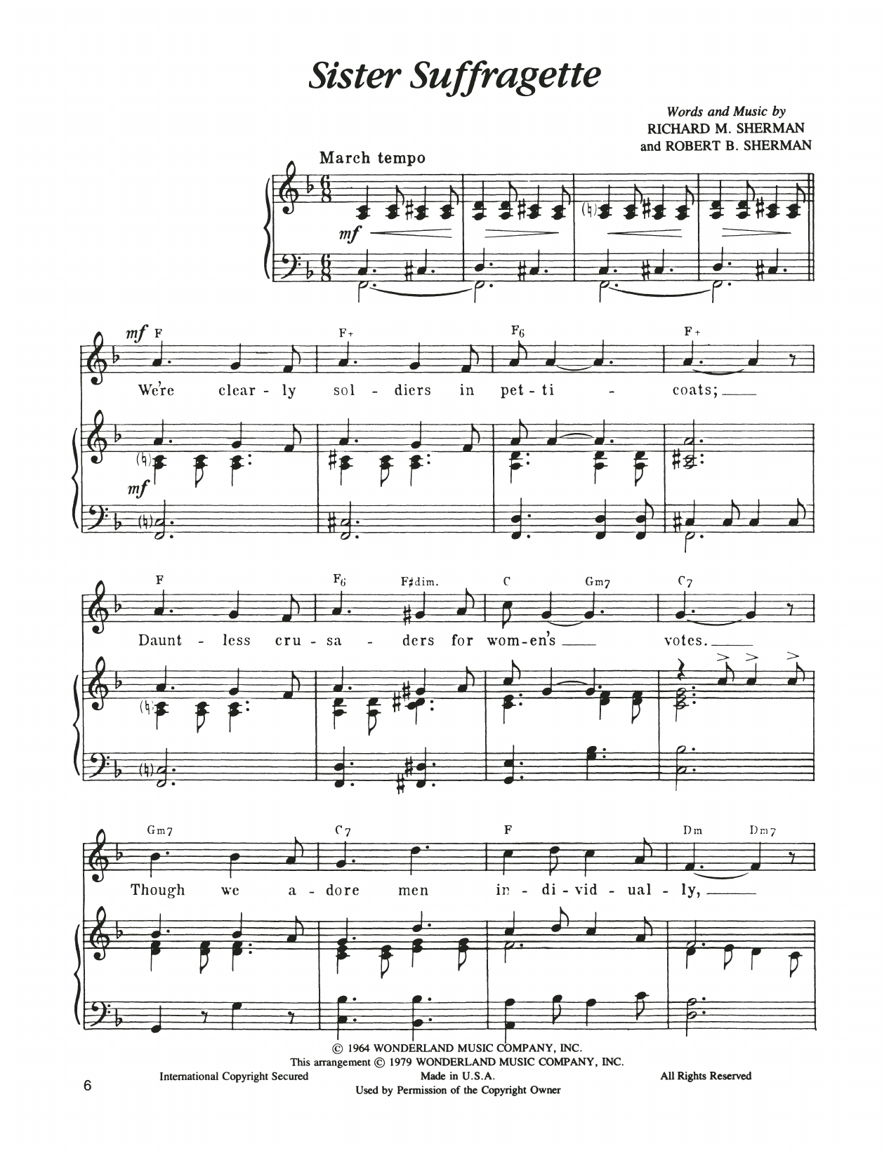 Produktgalerie: Seite 1 von 1 Sister Suffragette (from Mary Poppins), Sherman Brothers, Gesang, Klavier