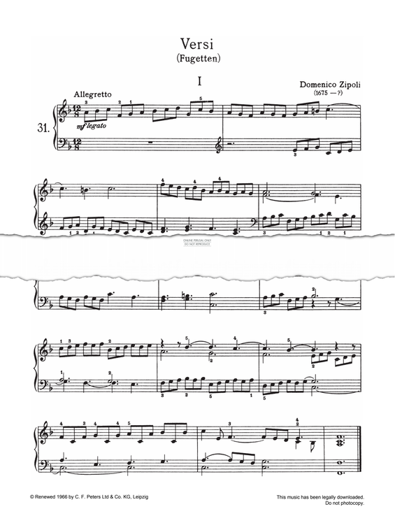 Produktgalerie: Seite 1 von 1 Versi (Fugetten), Domenico Zipoli, Klavier