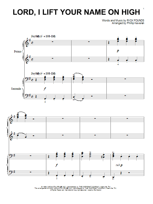 Produktgalerie: Seite 1 von 1 Lord, I Lift Your Name On High (arr. Phillip Keveren), Rick Founds, Klavier