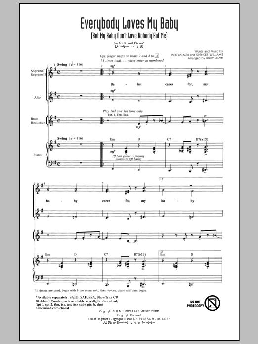 Produktgalerie: Seite 1 von 1 Everybody Loves My Baby (But My Baby Don't Love Nobody But Me), Kirby Shaw, Chor