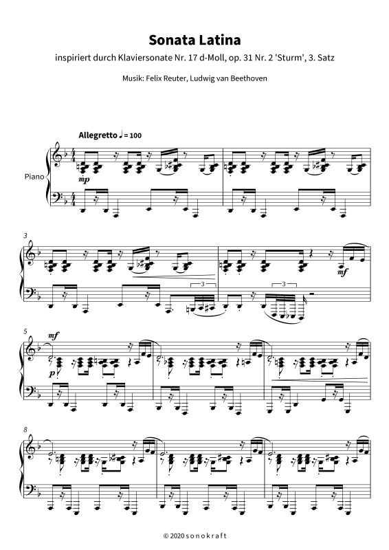 gallery: Sonata Latina - inspiriert durch Klaviersonate Nr. 17 d-Moll, op. 31 Nr. 2 ´Sturm´, 3. Satz, , Klavier Solo