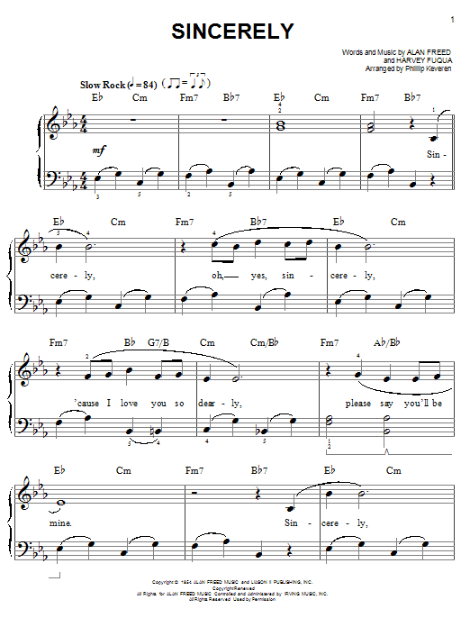 Product picture to: Sincerely (arr. Phillip Keveren)