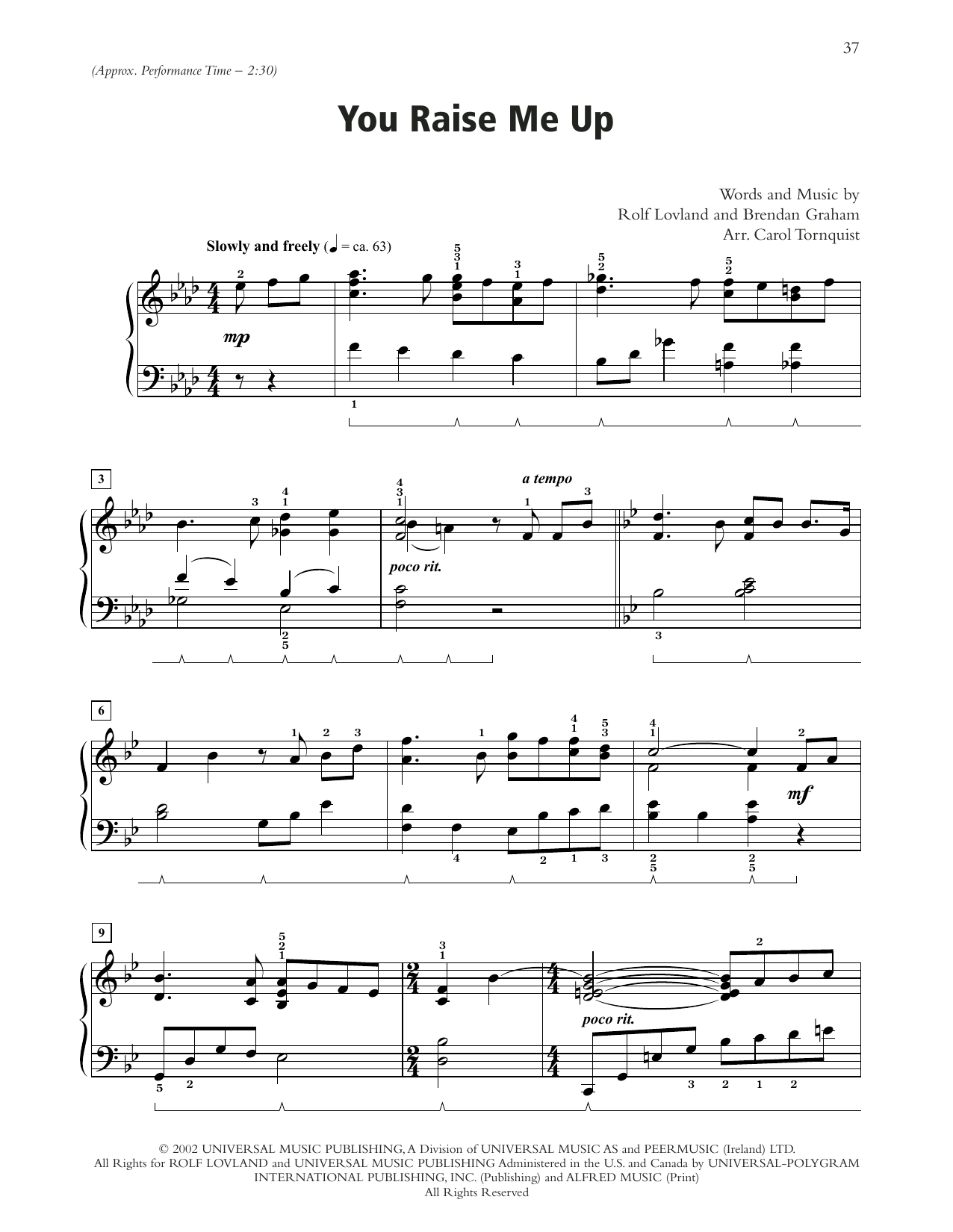 Produktbild zu: You Raise Me Up (arr. Carol Tornquist)