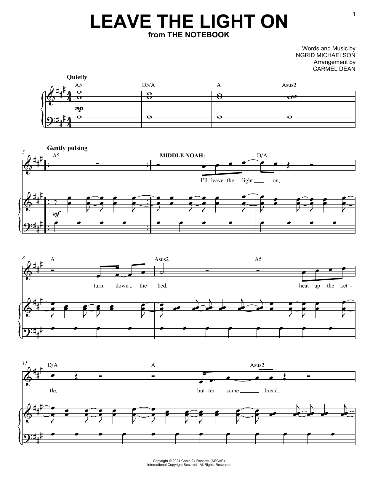 Produktbild zu: Leave the Light On (from The Notebook)