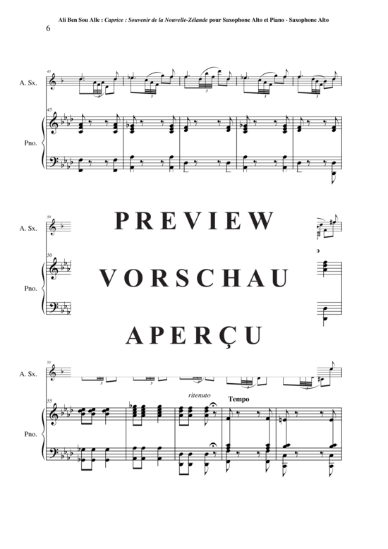 Product gallery: Page 7 of 11 Caprice: Souvenir de la Nouvelle-Zélande , , (alto saxophone + piano)