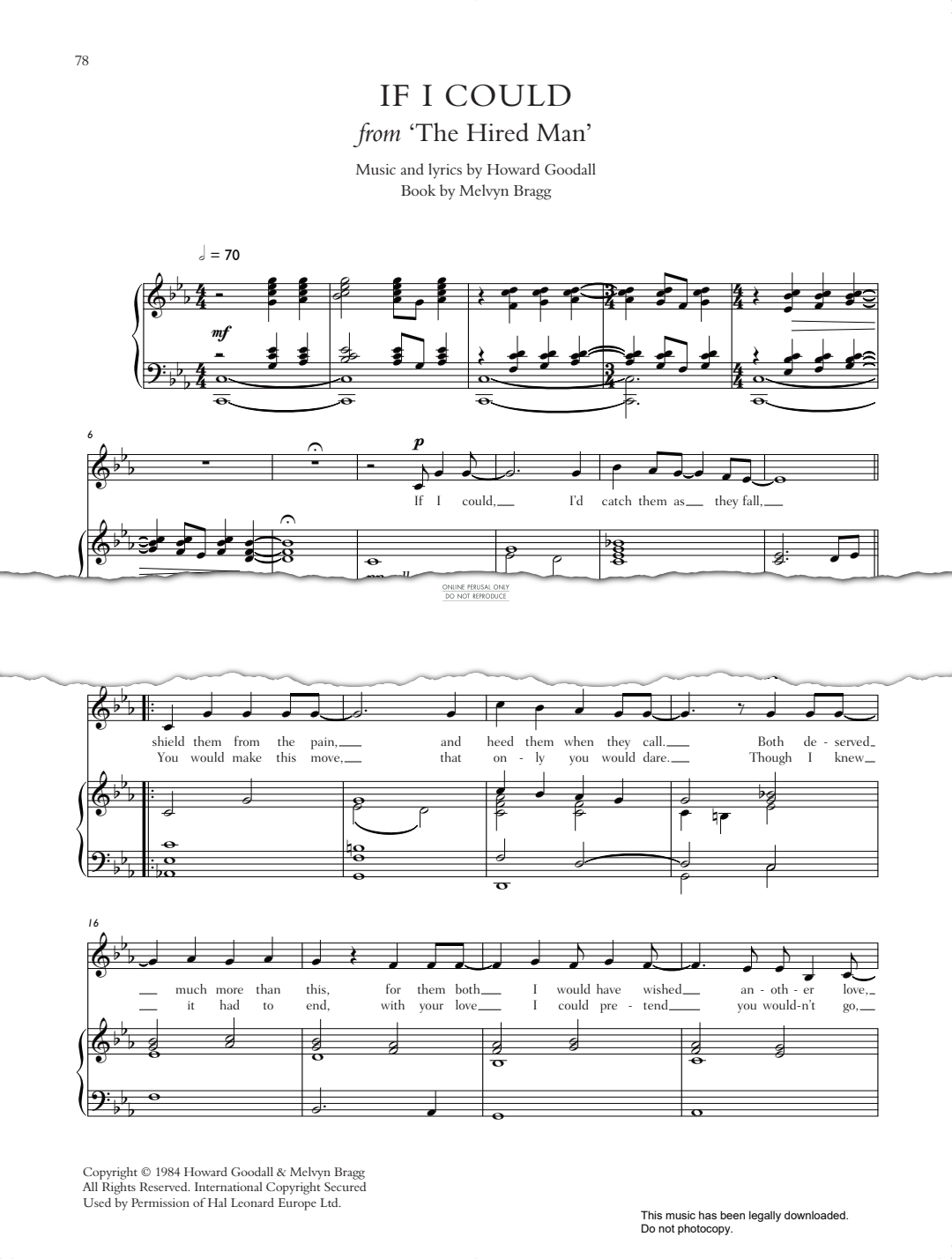 Product picture to: If I Could (from 'The Hired Man')