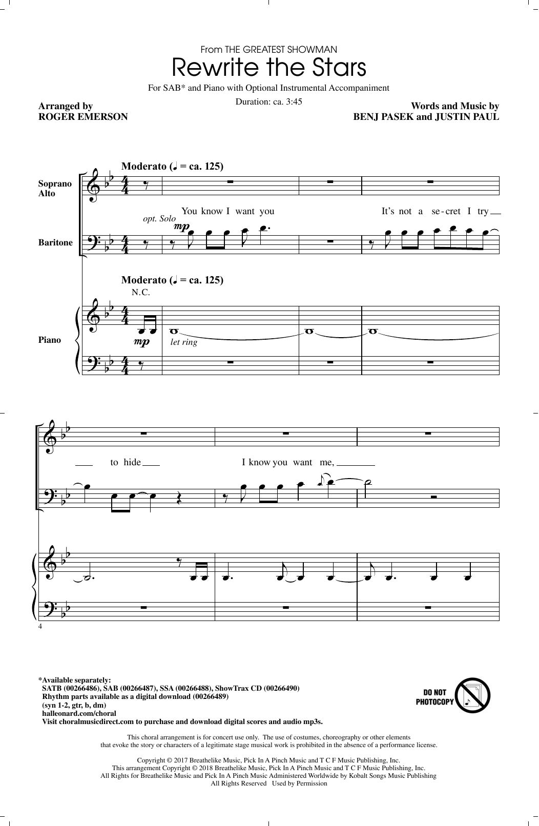 Product picture to: Rewrite The Stars (arr. Roger Emerson)