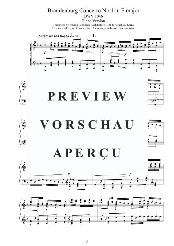 Produktgalerie: Seite 6 von 11 6 Brandenburgische Konzerte - Piano Version, , Klavier Solo - Gesamtausgabe