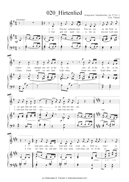 Product picture to: Hirtenlied Felix Mendelssohn Bartholdy (1809-1947)