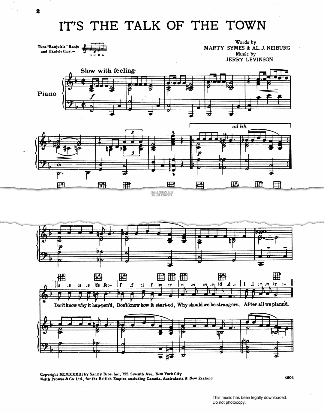 Product gallery: Page 1 of 1 It's The Talk Of The Town, Jerry Levinson