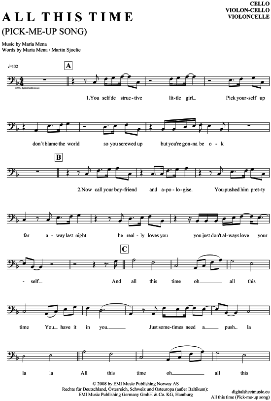 Produktgalerie: Seite 1 von 4 All this time (Pick-Me-Up Song) , Mena, Maria, Violoncello
