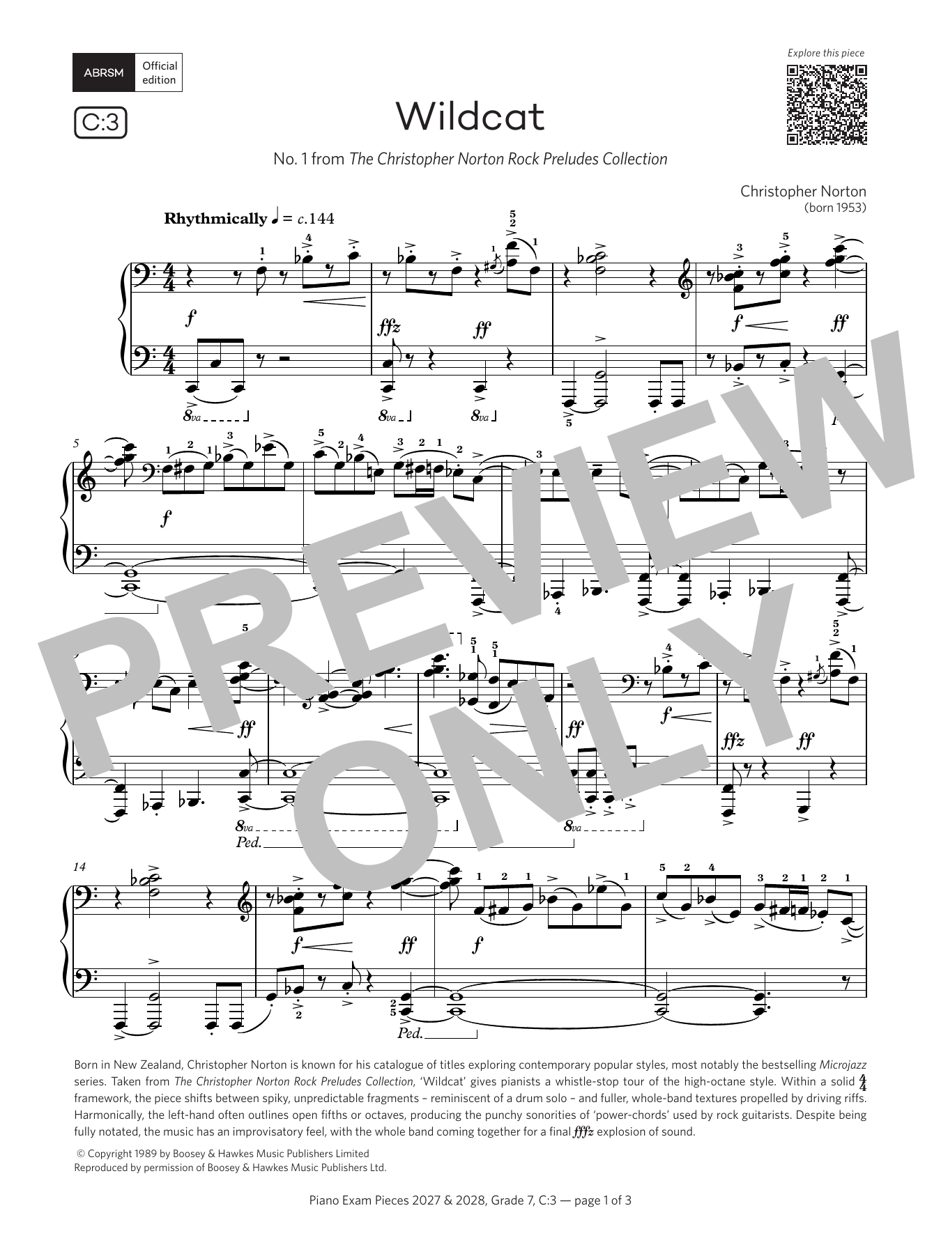 Product gallery: Page 1 of 1 Wildcat (Grade 7, list C3, from the ABRSM Piano Syllabus 2027 & 2028), Christopher Norton