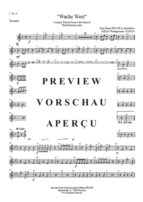 Produktgalerie: Seite 8 von 21 Wache West , , (Blechbläserquintett + Trillerpfeife, Schlagzeug)