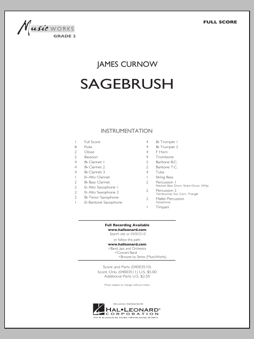 Produktbild zu:  Sagebrush - Full Score - 
