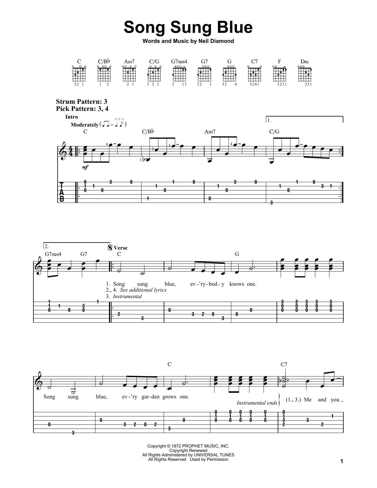 Product gallery: Page 1 of 1 Song Sung Blue, Neil Diamond