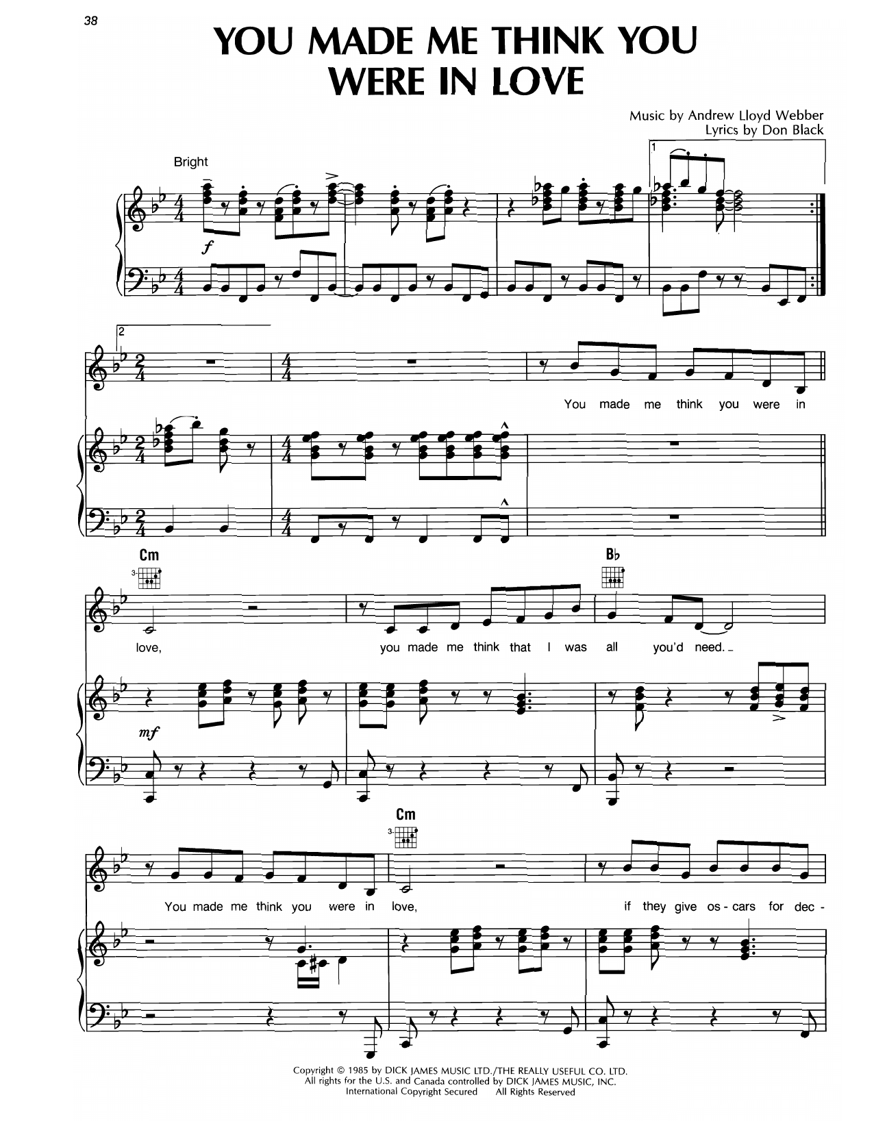 Produktgalerie: Seite 1 von 1 You Made Me Think You In Love (from Song & Dance), Andrew Lloyd Webber, Gesang, Gitarre, Klavier