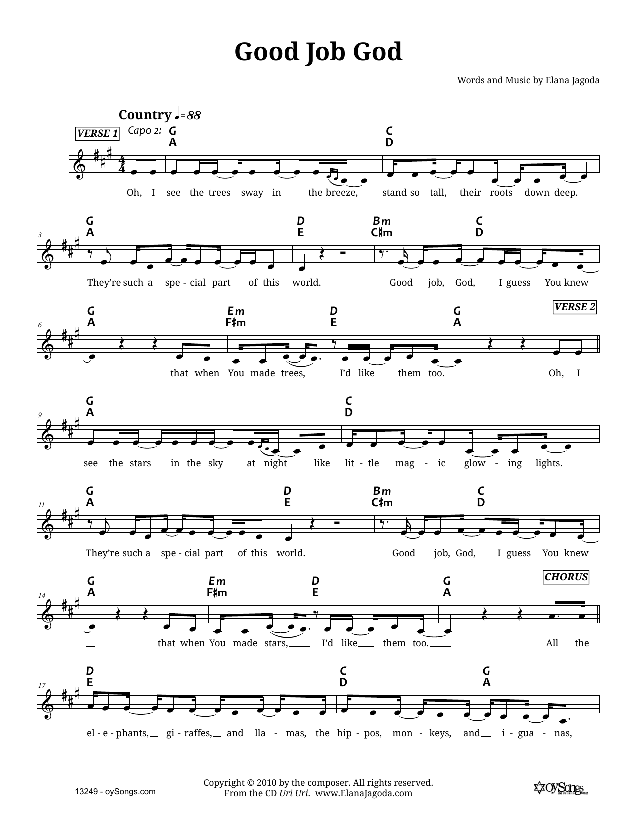 Produktgalerie: Seite 1 von 1 Good Job God, Elana Jagoda, Melodieinstrument