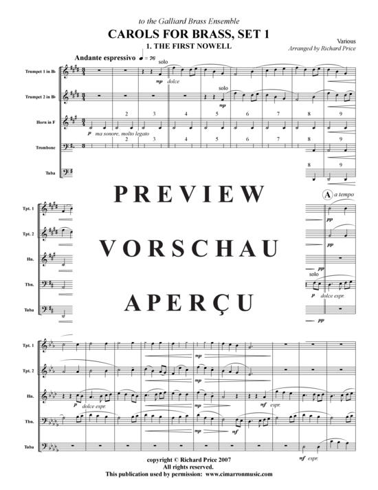 Produktgalerie: Seite 2 von 21 Carols for Brass, Set 1 , , (Blechbläserquintett)