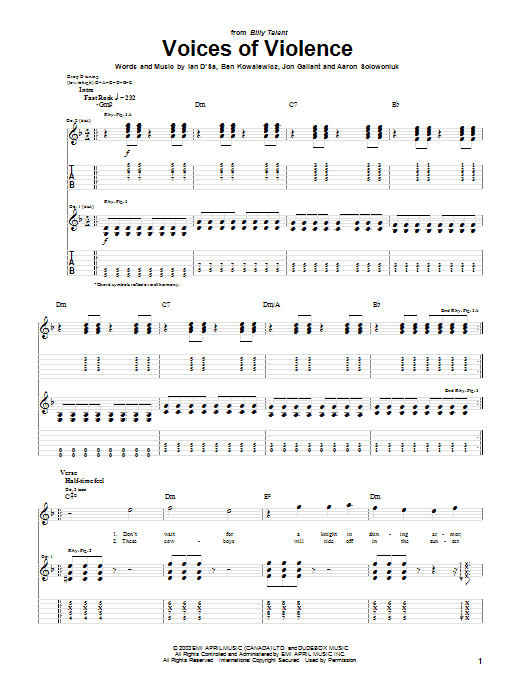 Produktgalerie: Seite 1 von 1 Voices Of Violence, Billy Talent, Gitarre