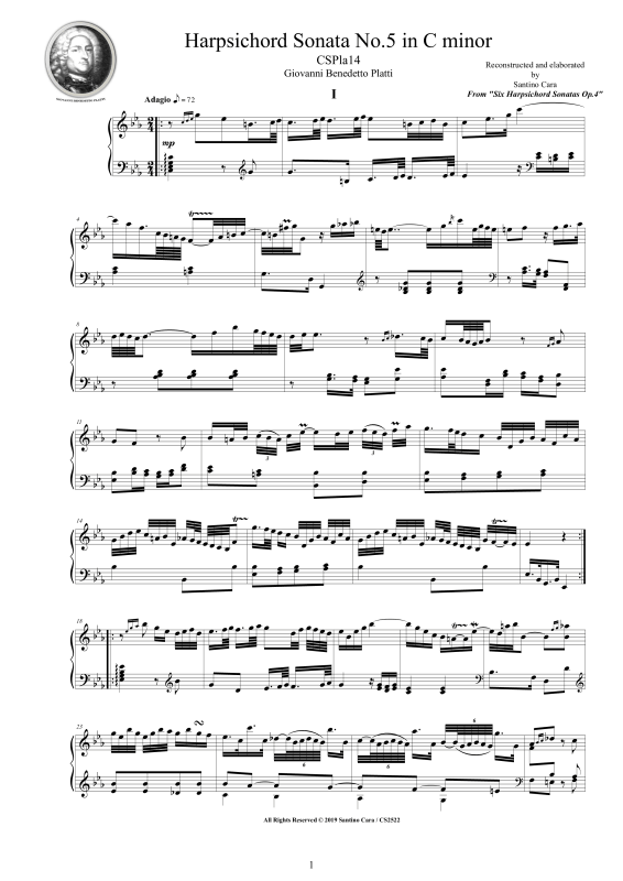 Produktbild zu: Cembalo Sonate Nr. 5 in C-Moll Op.4Giovanni Benedetto Platti
