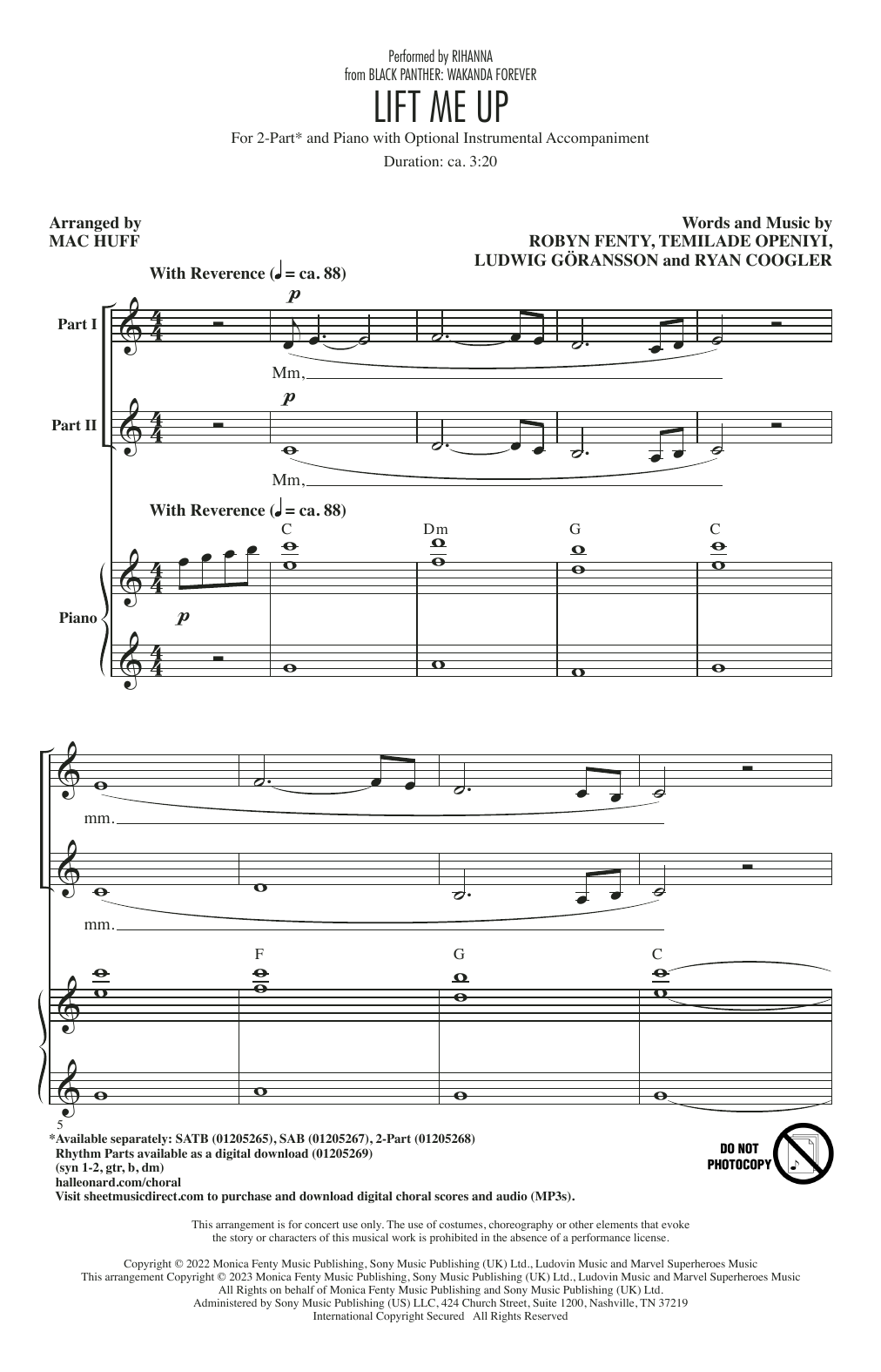 Produktbild zu: Lift Me Up (from Black Panther: Wakanda Forever) (arr. Mac Huff)