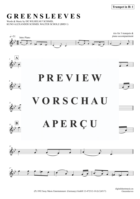 Produktgalerie: Seite 5 von 11 Greensleeves, Simoni, Edward, (Trompeten Trio + Klavier)