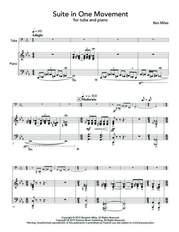 Produktgalerie: Seite 1 von 11 Suite in One Movement, , (Tuba und Klavier)