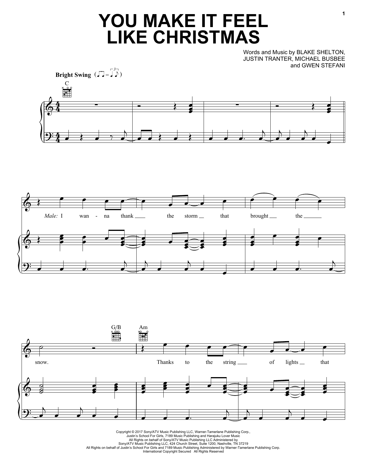 Produktgalerie: Seite 1 von 1 You Make It Feel Like Christmas (feat. Blake Shelton), Gwen Stefani, Gesang, Gitarre, Klavier