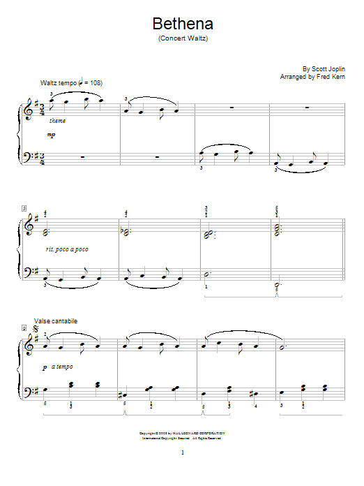Product picture to: Bethena, Ragtime Waltz