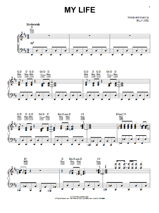 Product picture to:  My Life - Billy Joel