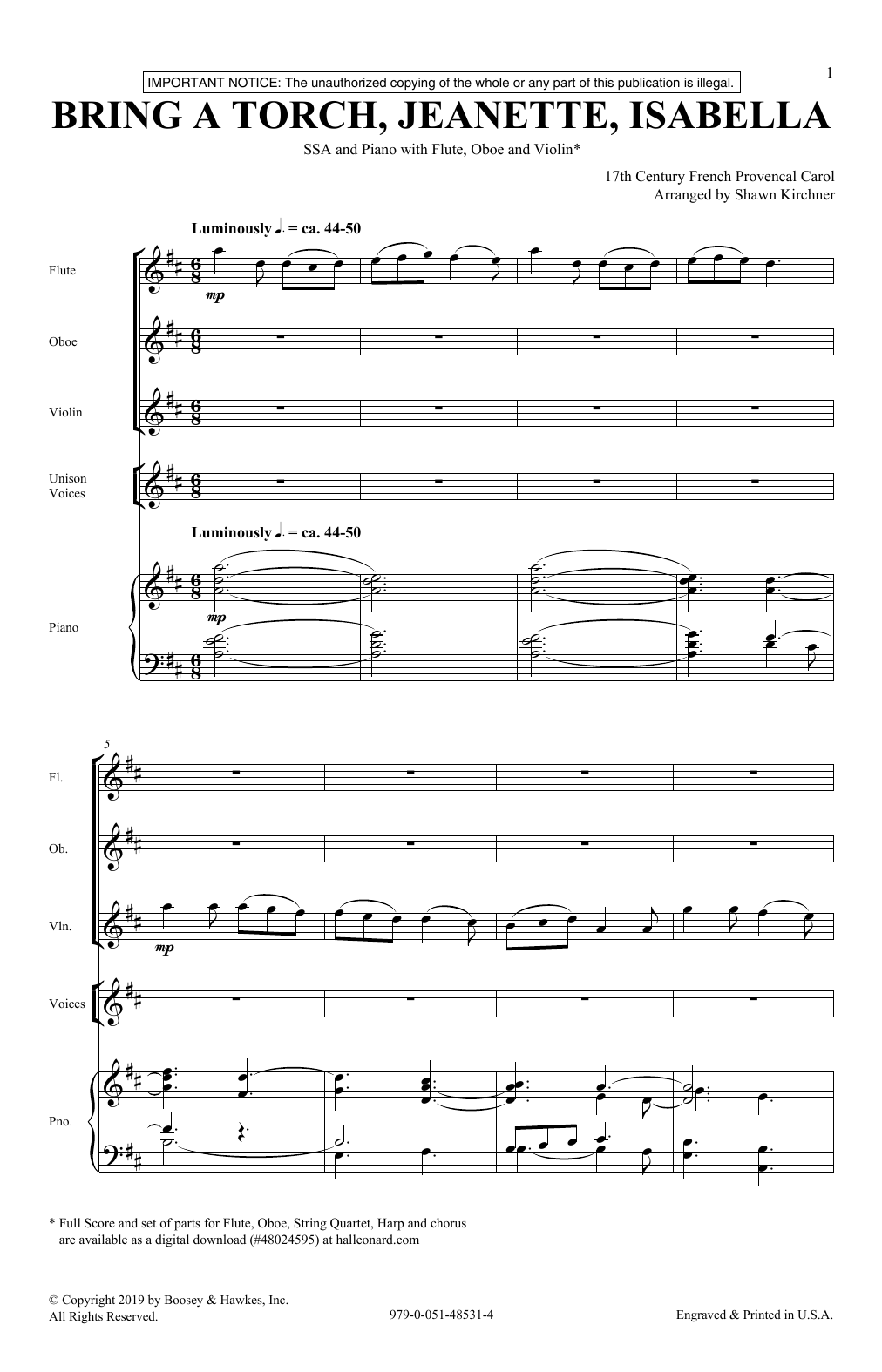 Produktgalerie: Seite 1 von 1 Bring A Torch, Jeannette, Isabella (arr. Shawn Kirchner), 17th Century French Provencal, Chor