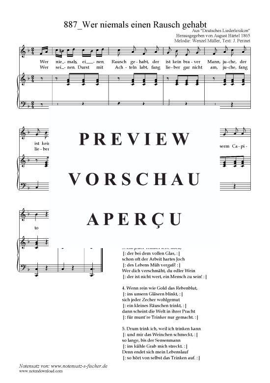 Product picture to: Wer niemals einen Rausch gehabt Melodie: Wenzel Müller, Text: J. Perinet