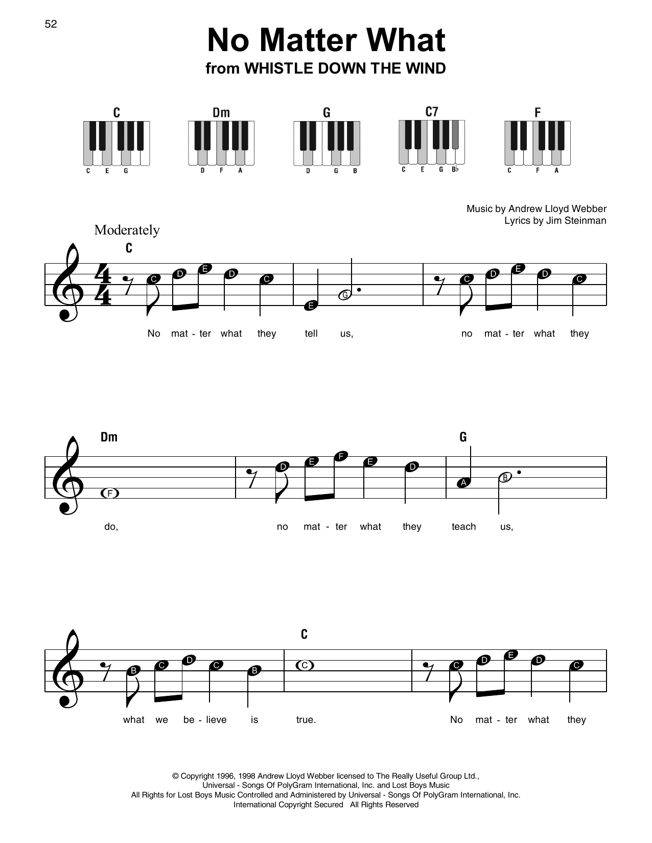Produktgalerie: Seite 1 von 1 No Matter What, Andrew Lloyd Webber, Klavier