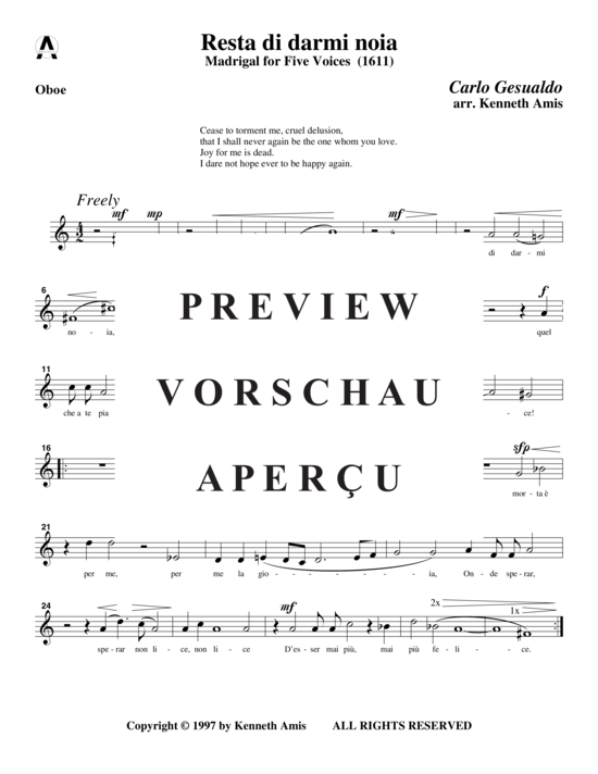 Produktgalerie: Seite 9 von 12 Resta di darmi noia , , (Holzbläserquintett)