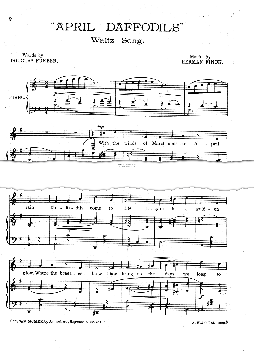 Produktgalerie: Seite 1 von 1 April Daffodils, Herman Finck, Gesang, Klavier