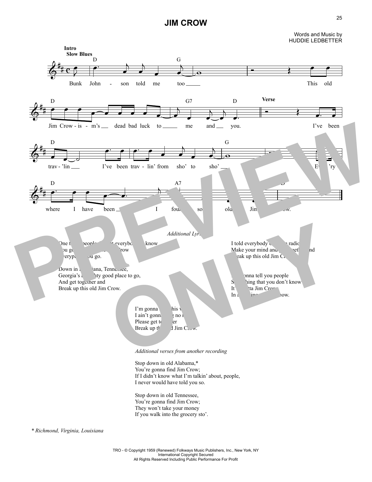 Produktgalerie: Seite 1 von 1 Jim Crow, Lead Belly, Melodieinstrument