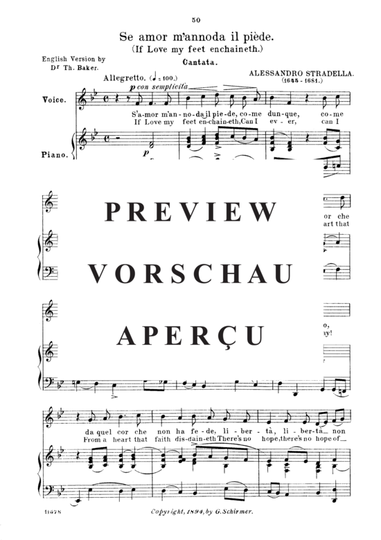 Product gallery: Page 2 of 6 Se amor m'annoda il piède, Parisotti, Alessandro, Medium Voice and Piano