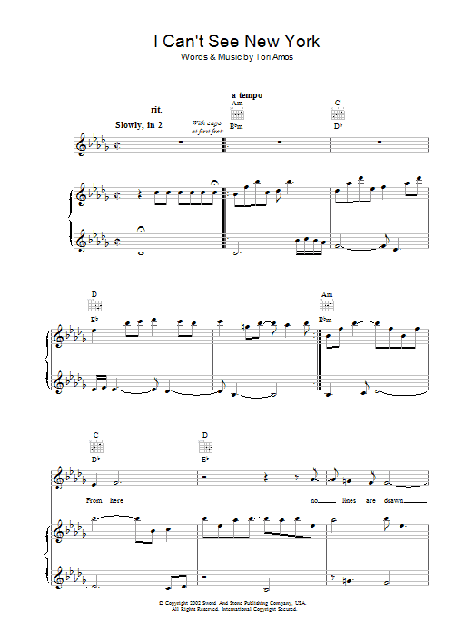 Produktgalerie: Seite 1 von 1 I Can't See New York, Tori Amos, Gesang, Gitarre, Klavier