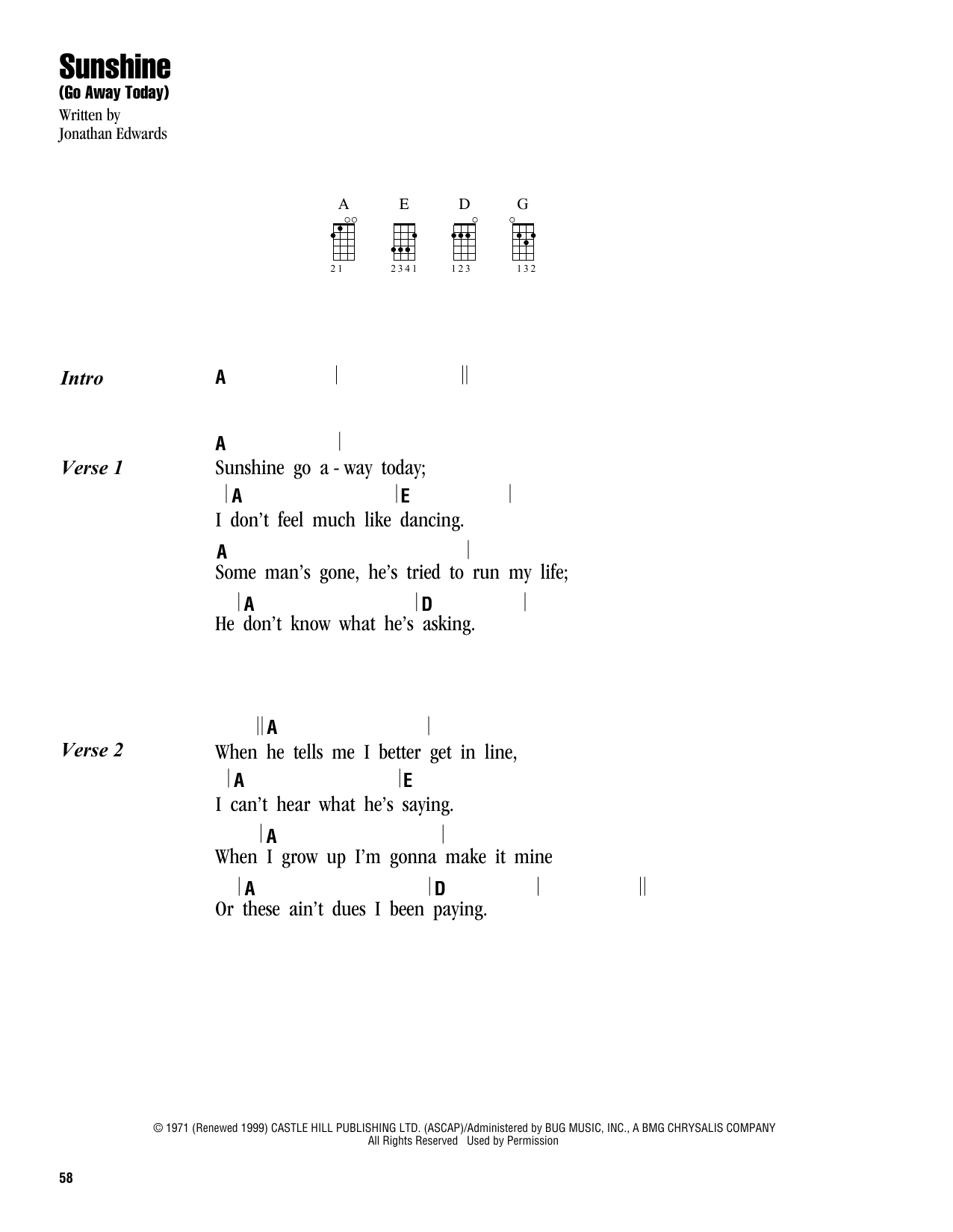 Product gallery: Page 1 of 1 Sunshine (Go Away Today), Jonathan Edwards