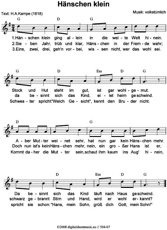 gallery: Hänschen klein, , 