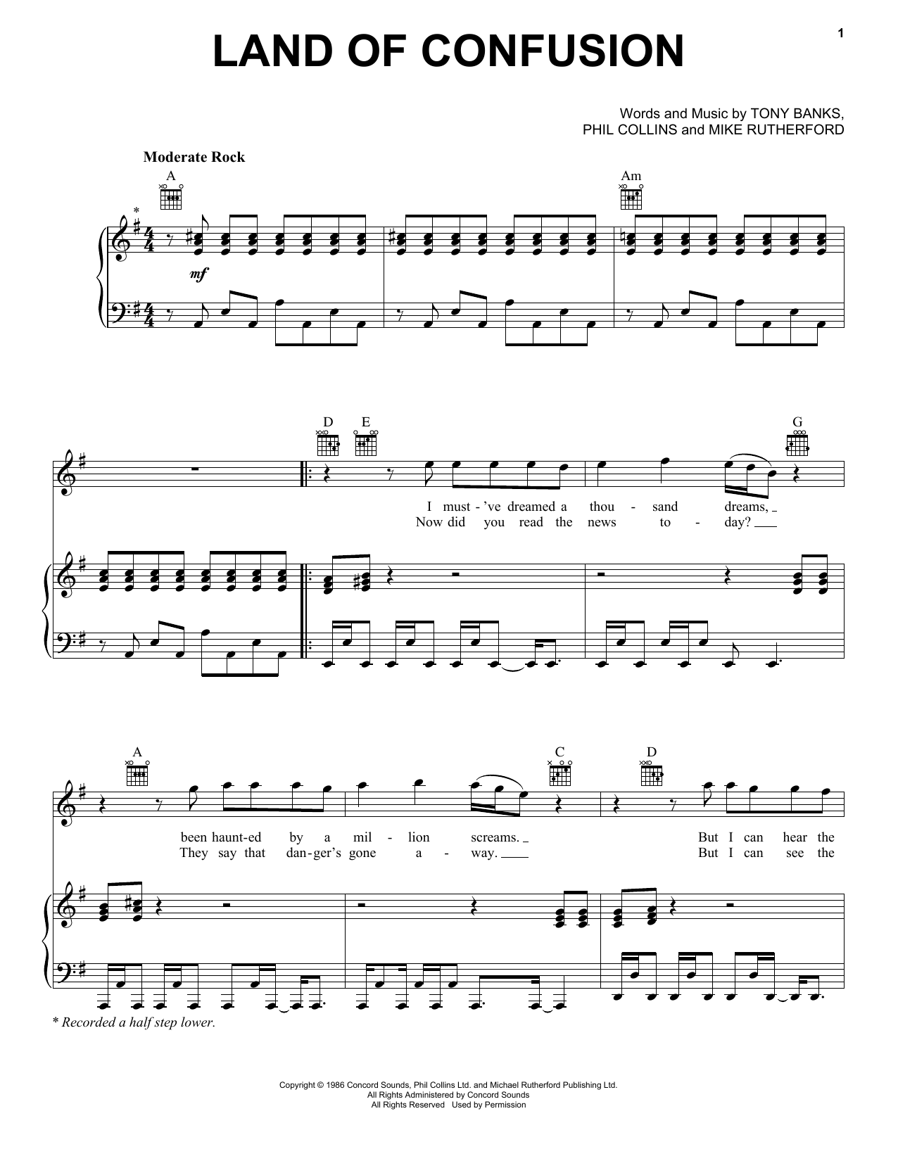 Produktgalerie: Seite 1 von 1 Land Of Confusion, Genesis, Gesang, Gitarre, Klavier