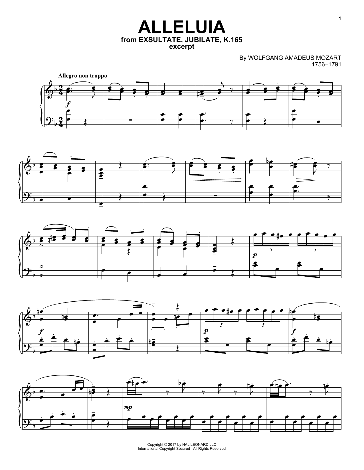 Product gallery: Page 1 of 1 Alleluia, Wolfgang Amadeus Mozart